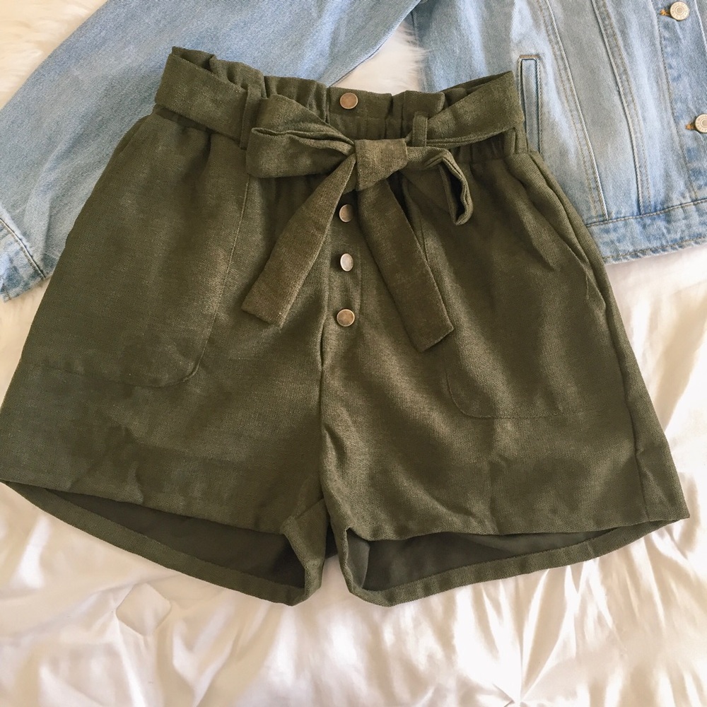 NWT Olive Green Paper bag Shorts